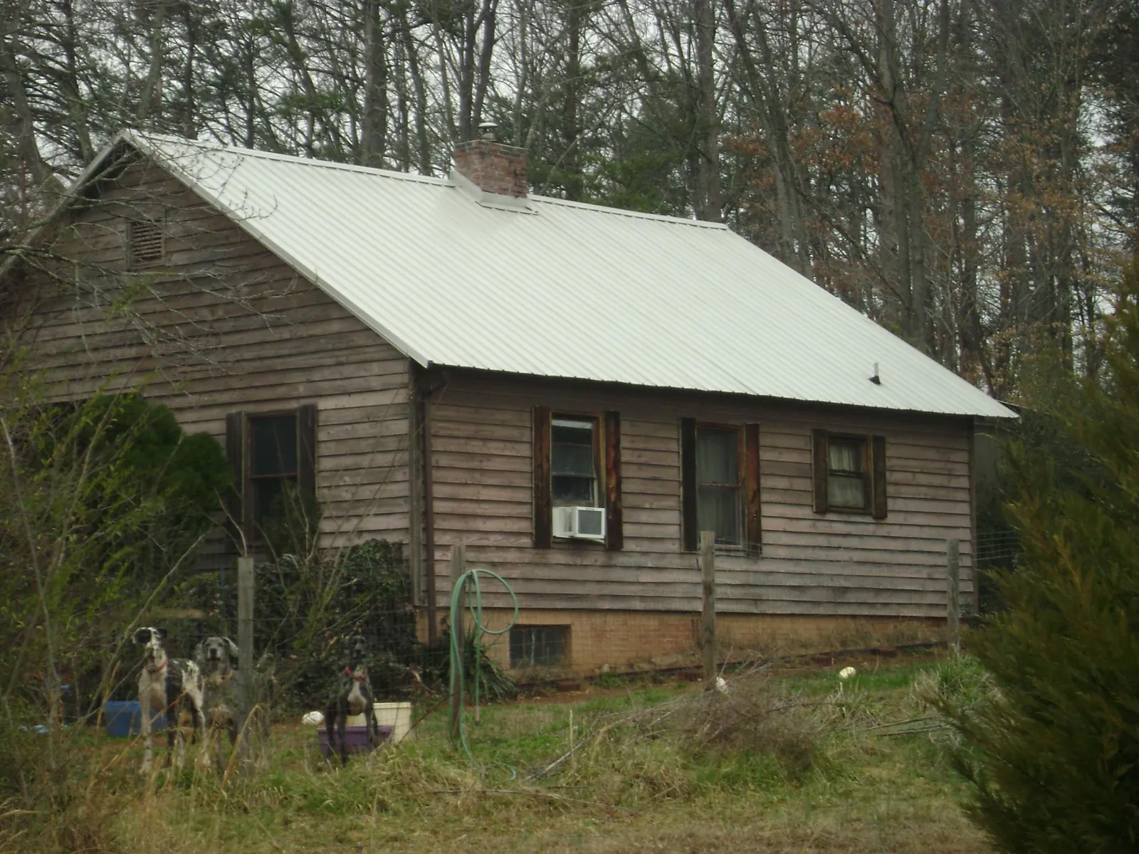 White metal roof on an old wood sided farmhouse, from a Metal Roof Installation job in Glenwood Springs